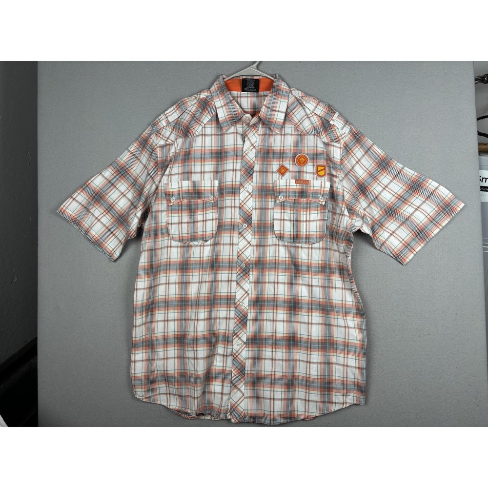 Mecca Shirt Mens 3XL Multicolor Plaid Short Sleeve Button Up Patch Pockets